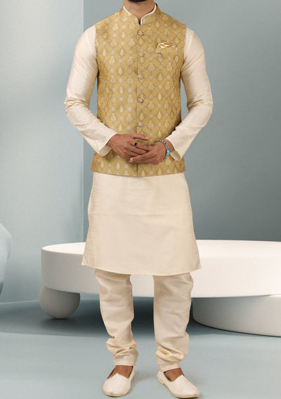 Men's Party Wear Kurta Pajama With Waistcoat - db25773