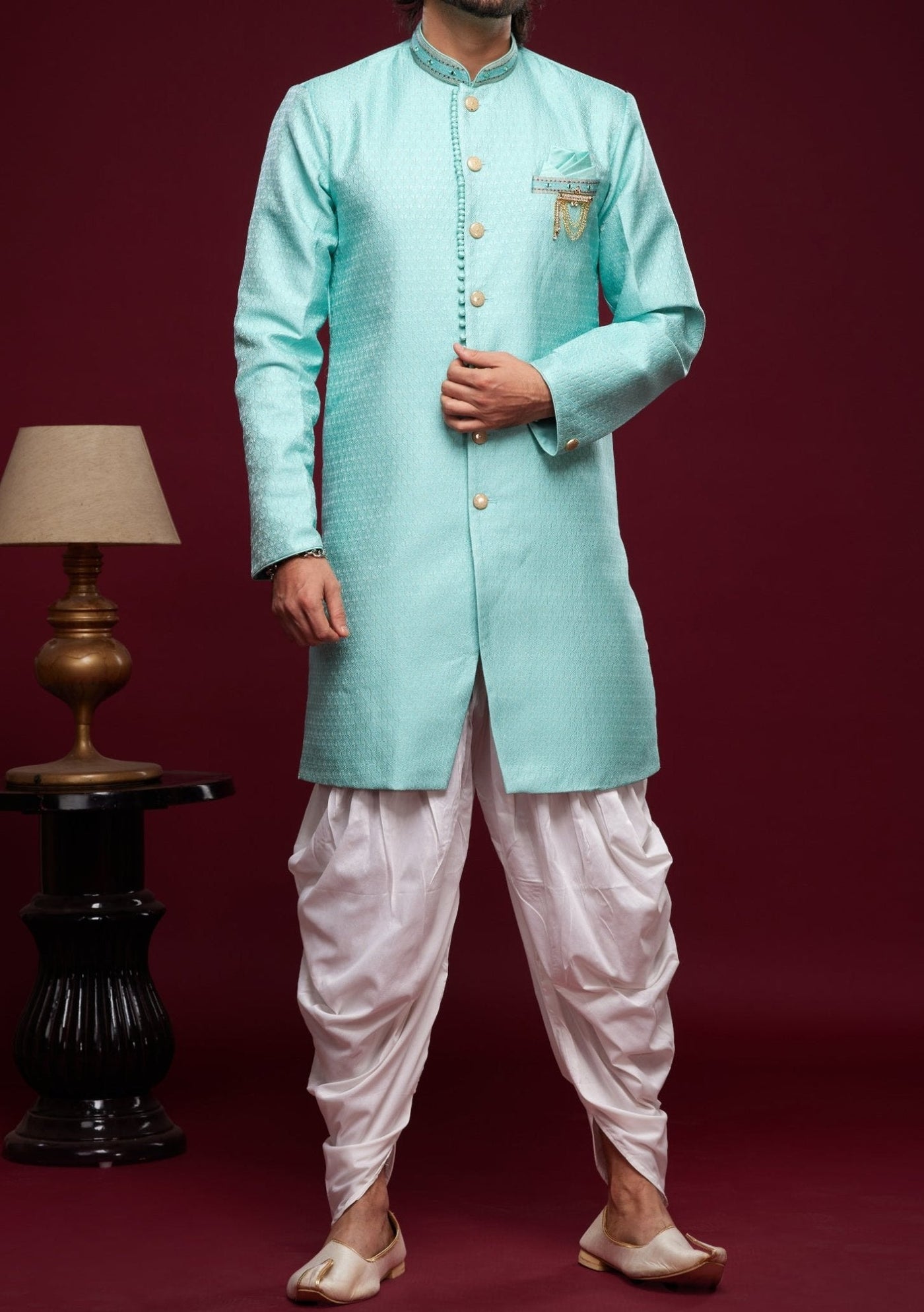 Men's Semi Indo Western Party Wear Sherwani Suit - db25767