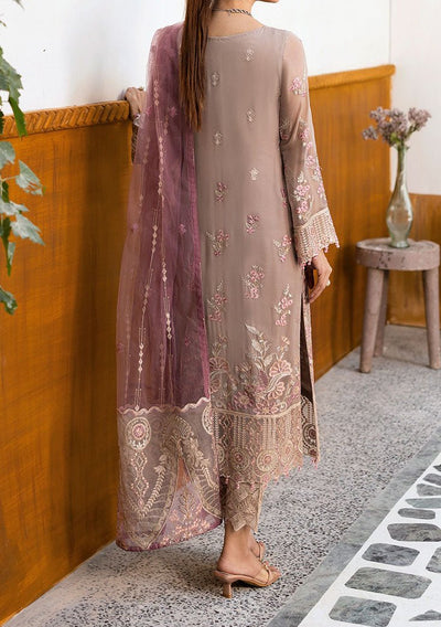 Ramsha Chevron Pakistani Embroidered Chiffon Dress - db28360