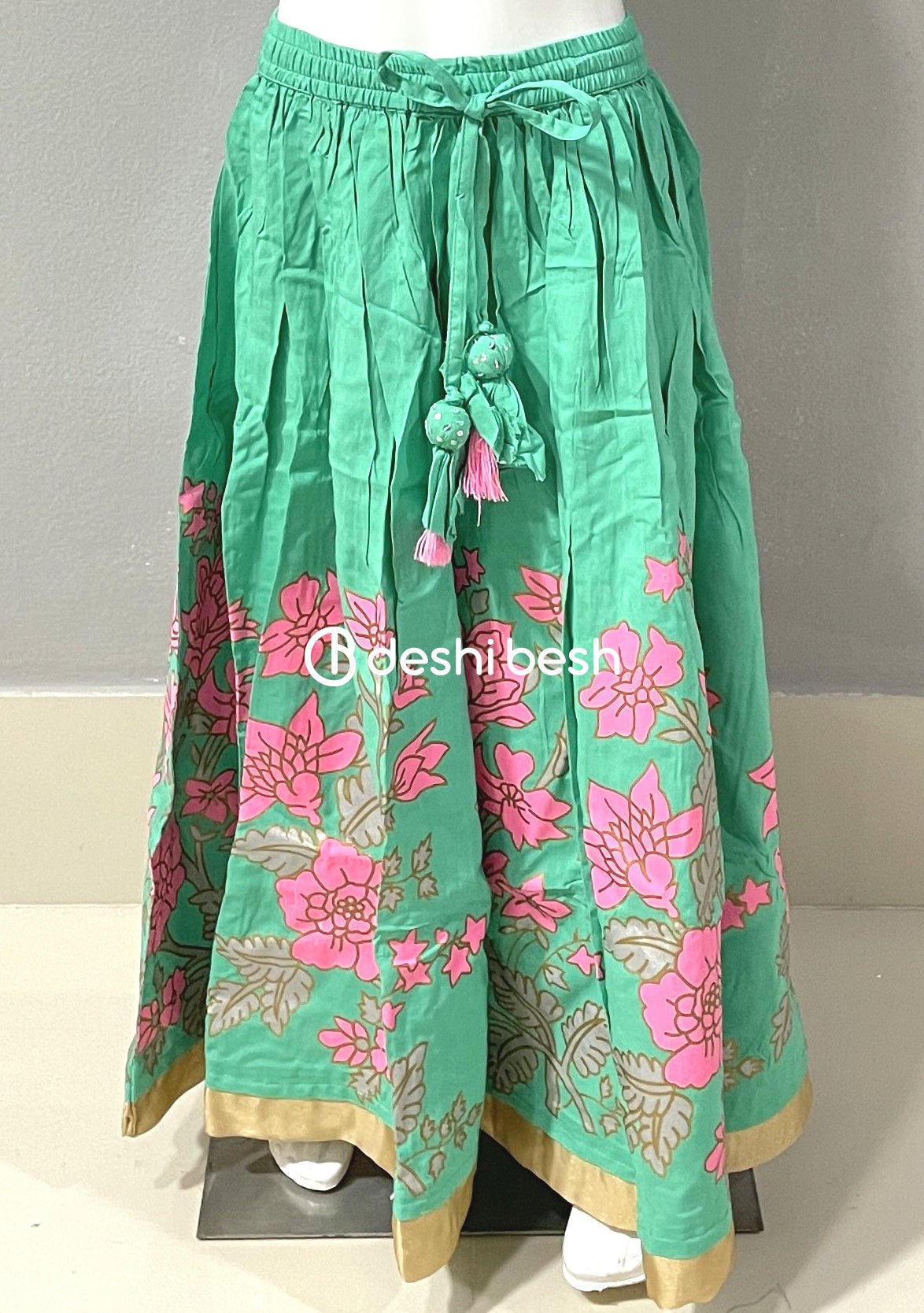 Aarong Printed Embroidered Linen Ghagra Choli - db18834