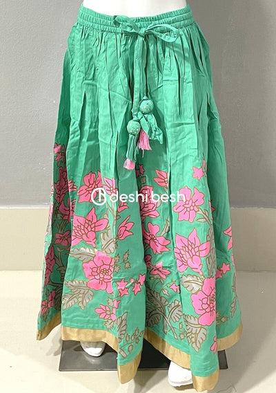 Aarong Printed Embroidered Linen Ghagra Choli - db18834