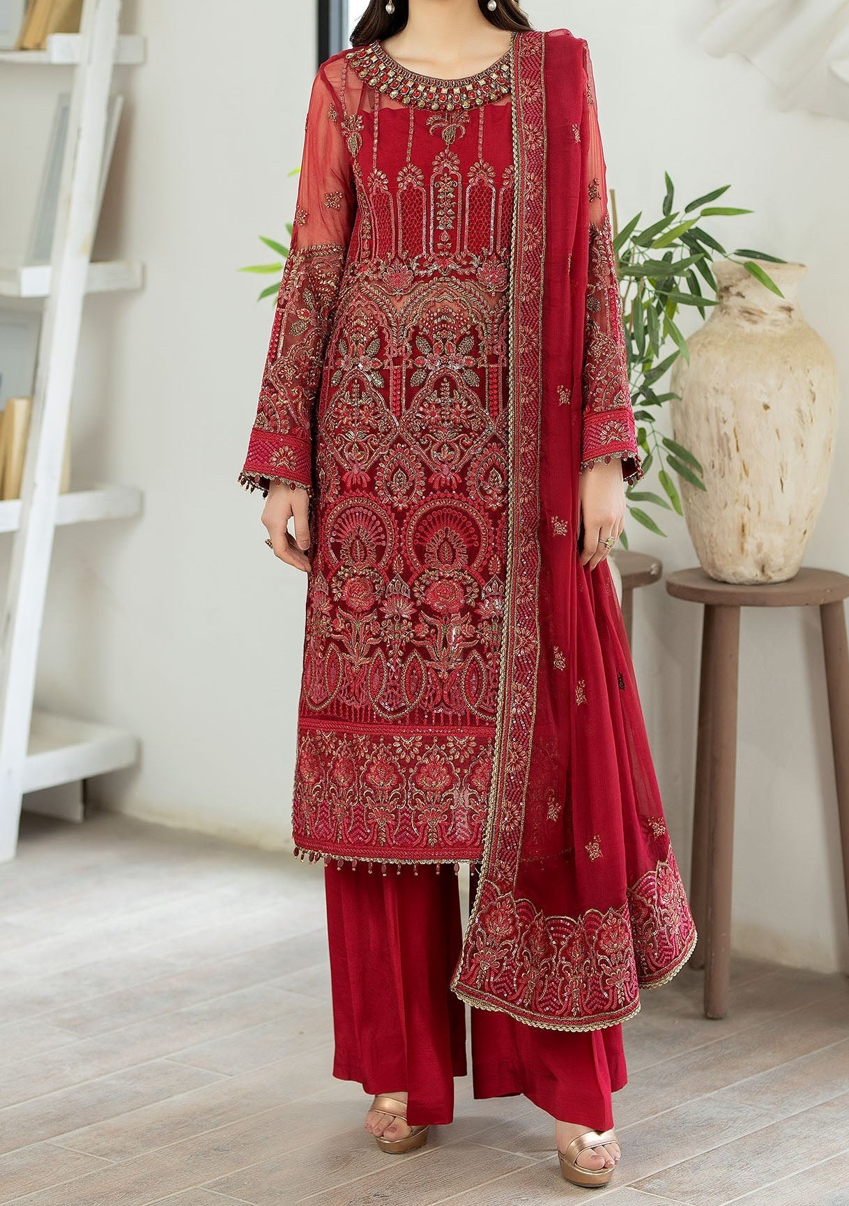 Adan's Libas Marguerite Pakistani Chiffon Dress - db23210