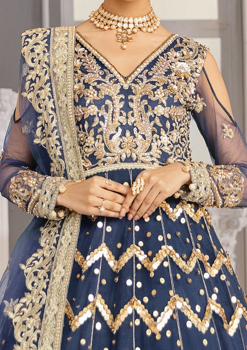 Akbar Aslam Periwinkle Pakistani Net Anarkali - db25060
