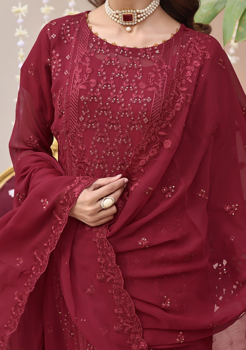 Bin Hameed Aira Heavy Embroidered Chiffon Dress - db24979