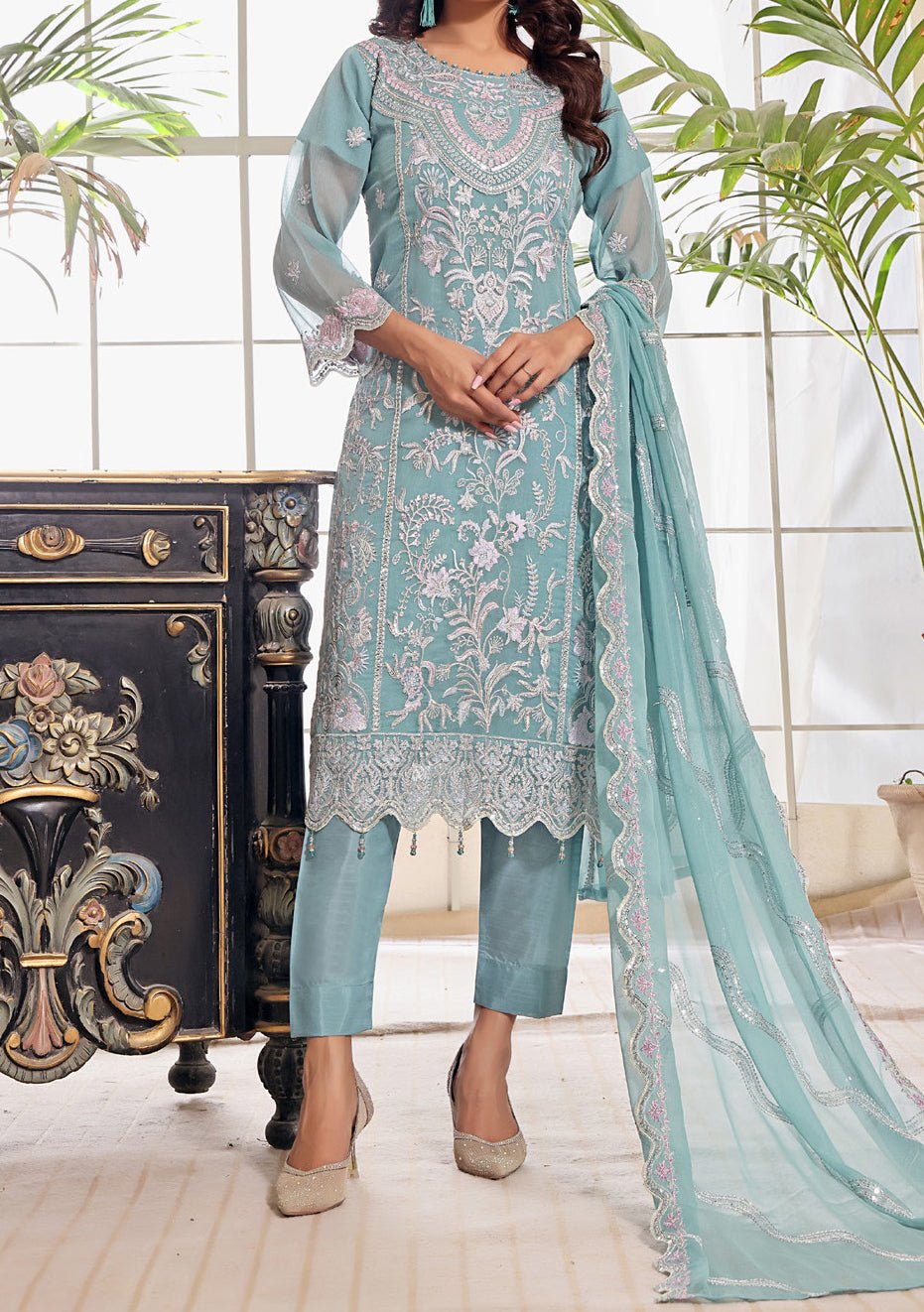 Bin Hameed Aleena Heavy Embroidered Chiffon Dress - db25128