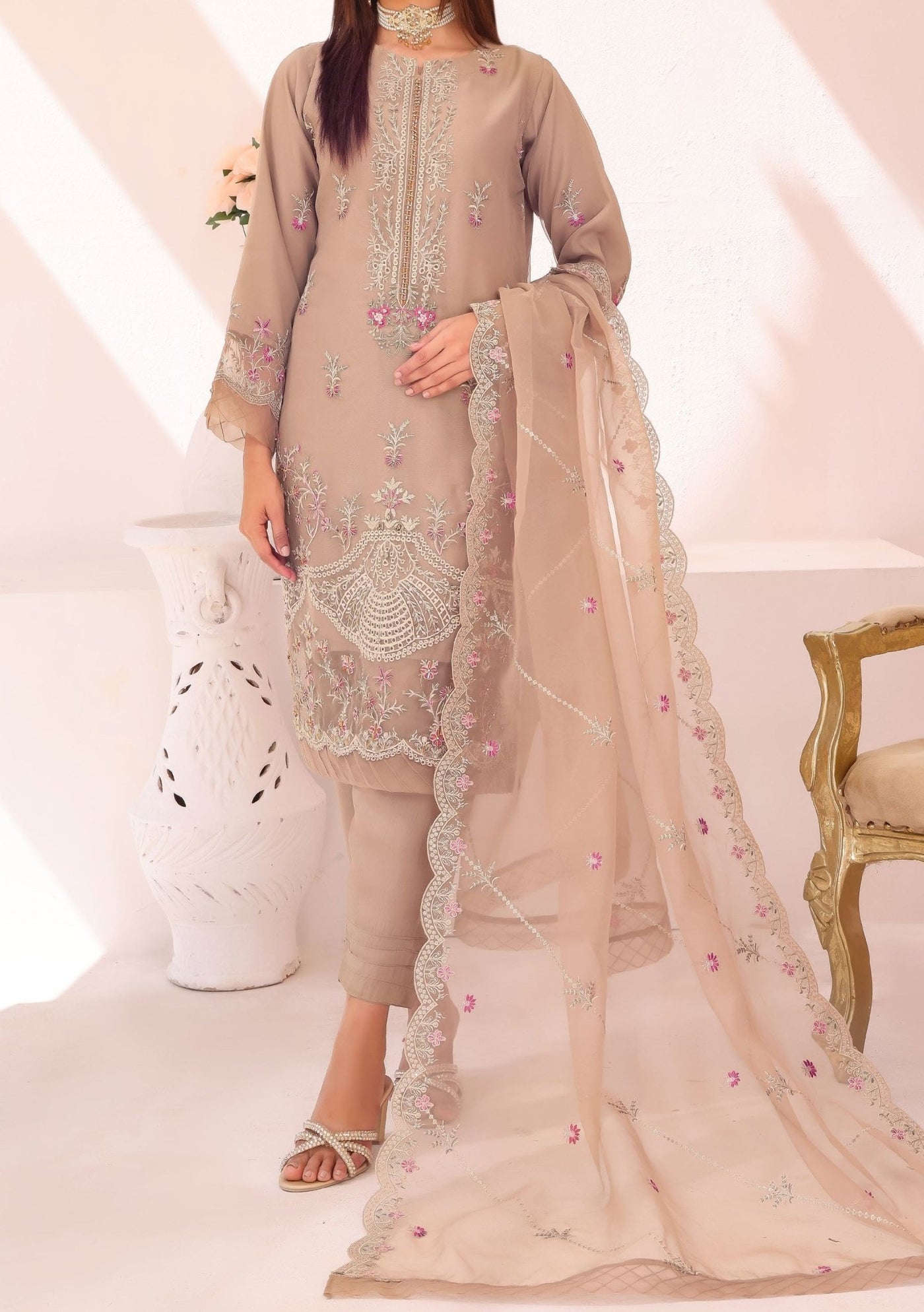 Bin Hameed Gul E Lala Heavy Embroidered Organza Dress - db25670