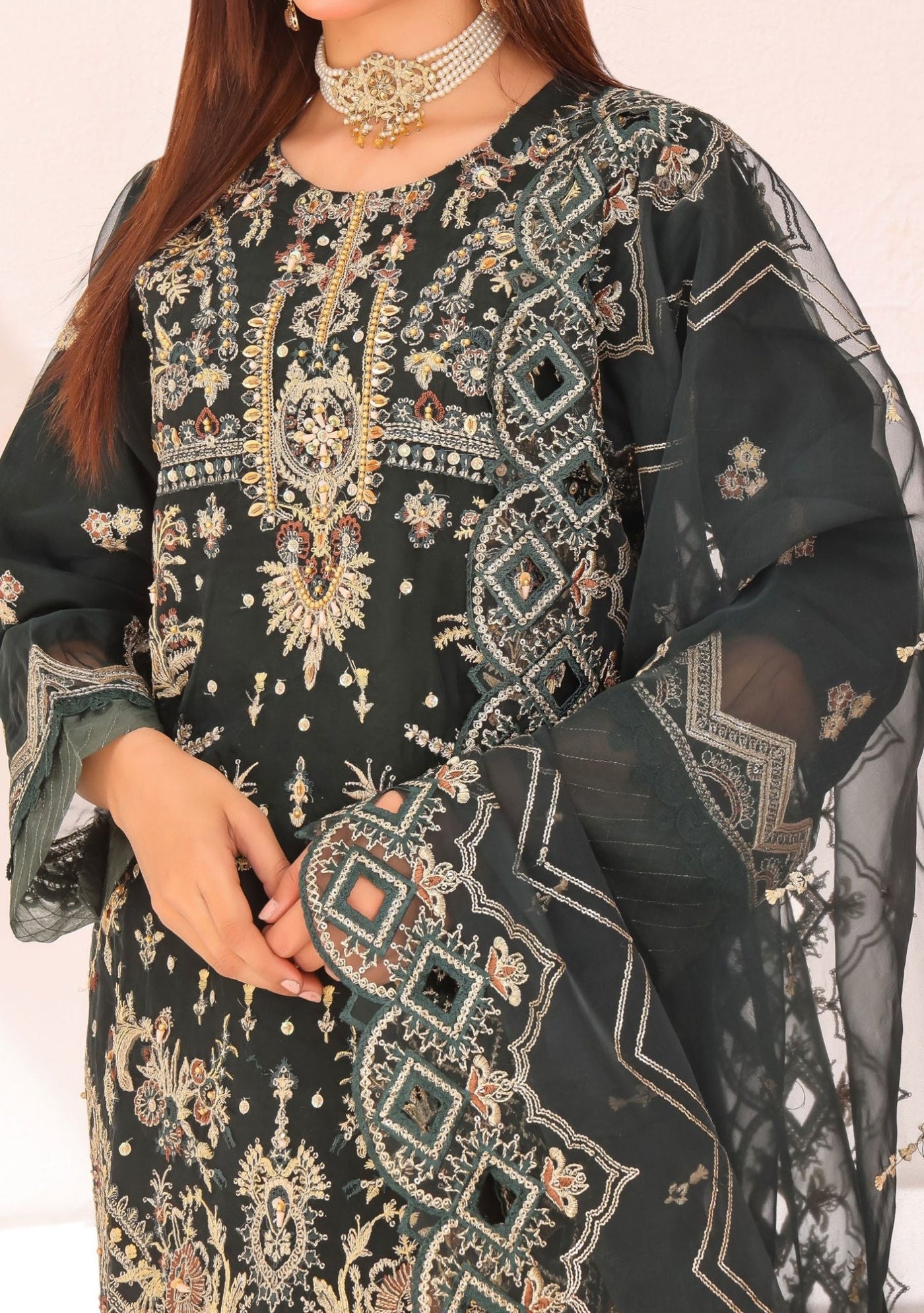 Bin Hameed Gul E Lala Heavy Embroidered Organza Dress - db25669