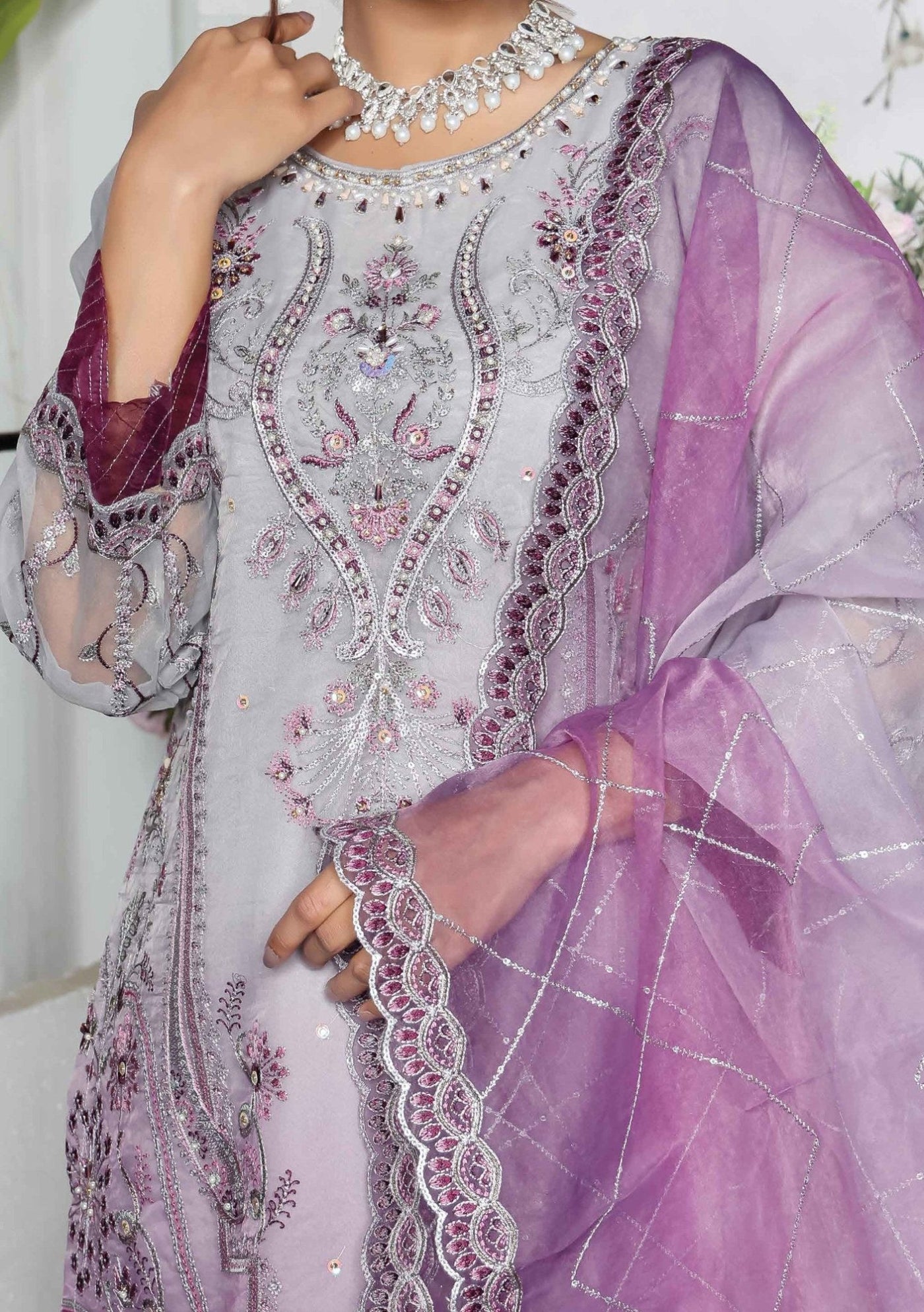 Bin Hameed Hadiya Heavy Embroidered Organza Dress - db25198