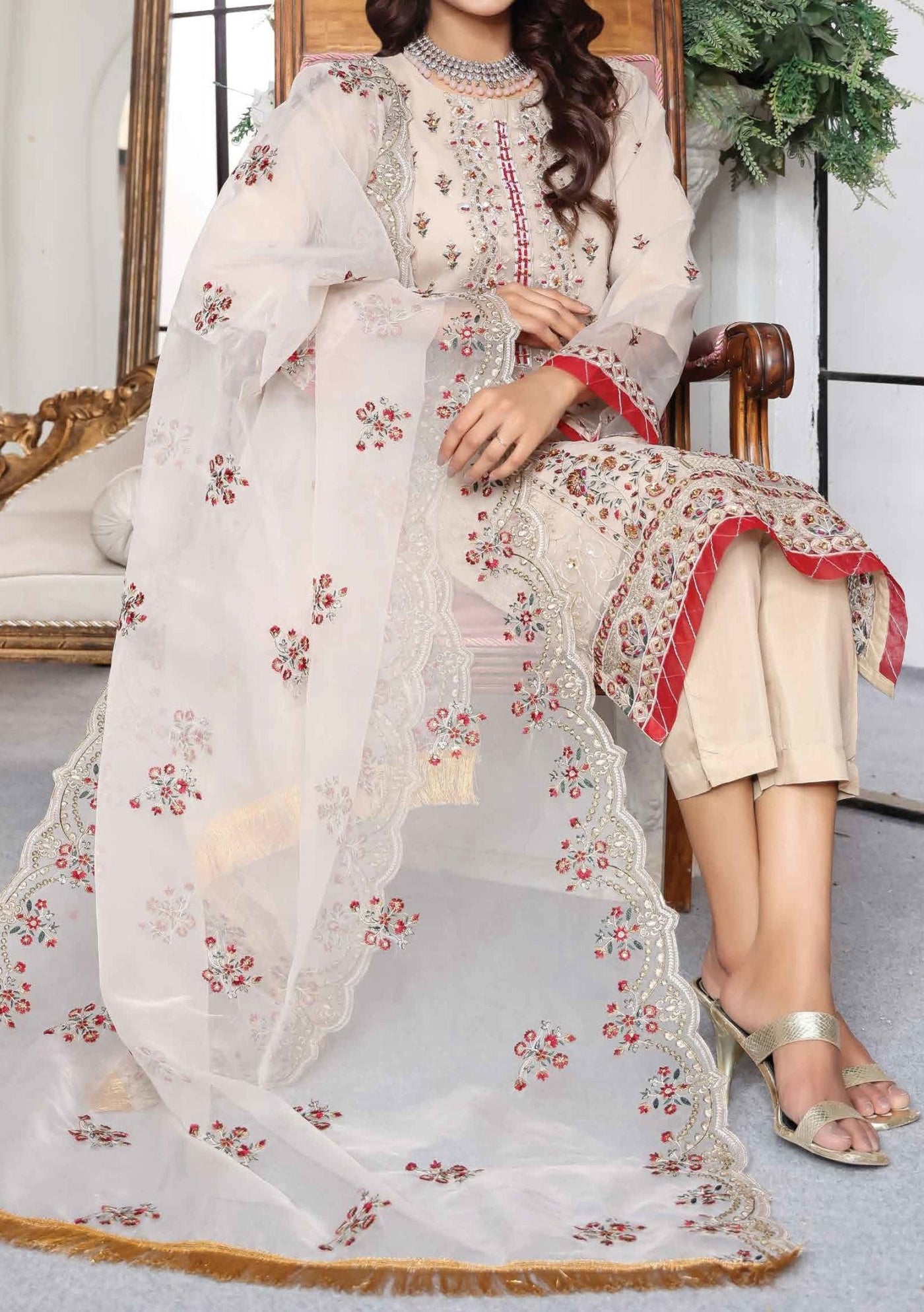 Bin Hameed Hadiya Heavy Embroidered Organza Dress - db25199