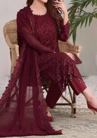 Bin Hameed Maahirah Heavy Embroidered Chiffon Dress - db25138