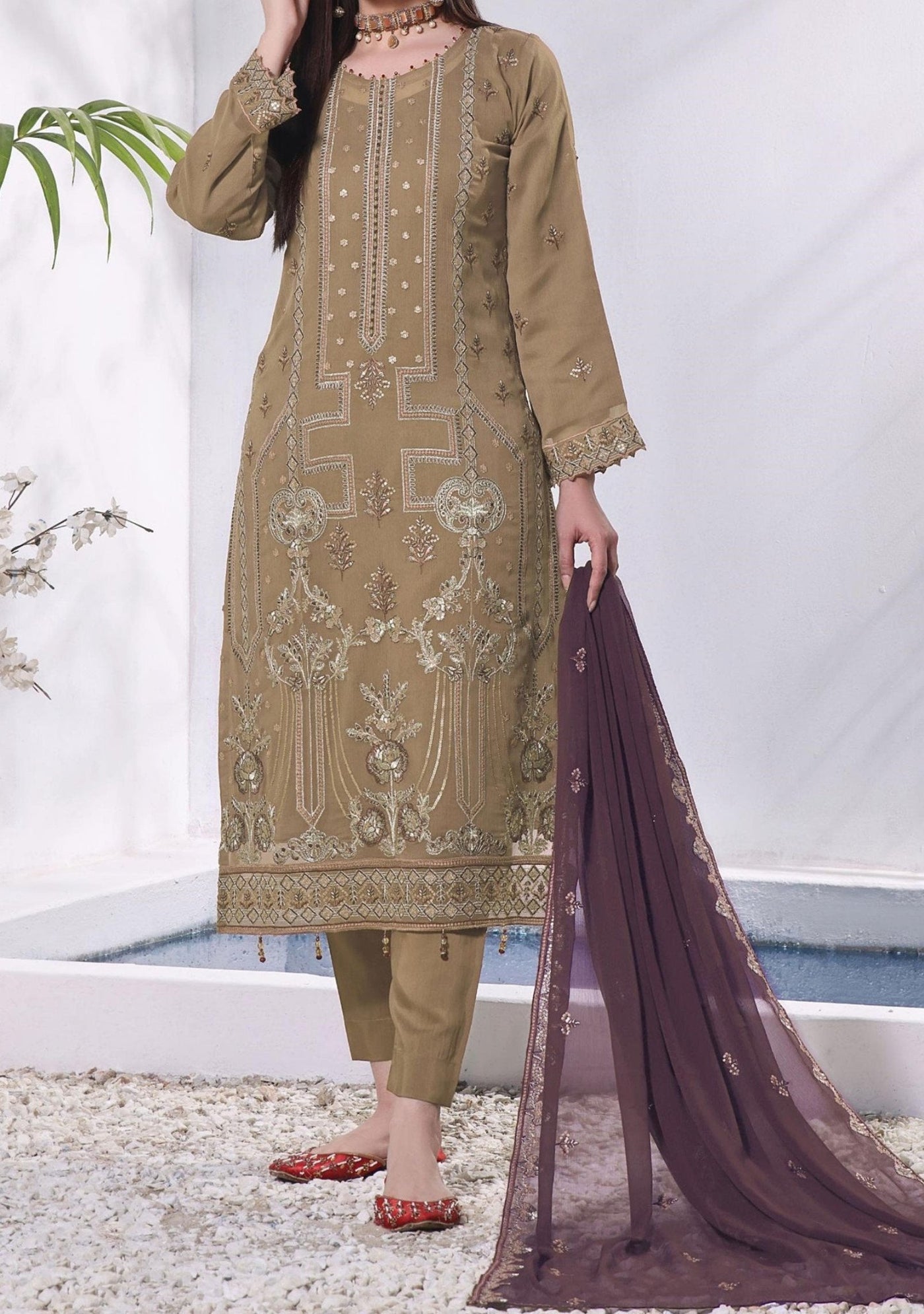 Bin Hameed Rameen Heavy Embroidered Chiffon Dress - db25320