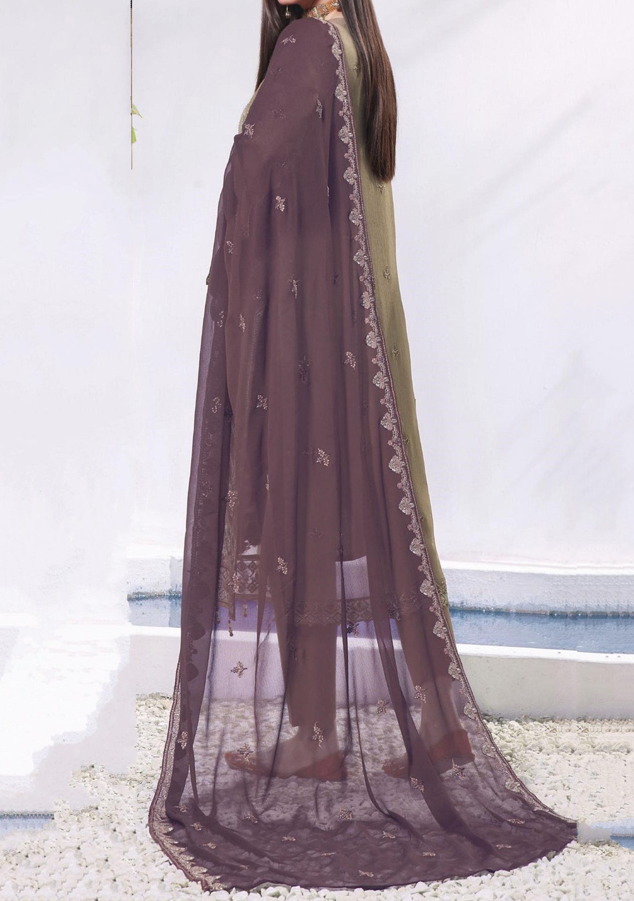 Bin Hameed Rameen Heavy Embroidered Chiffon Dress - db25320