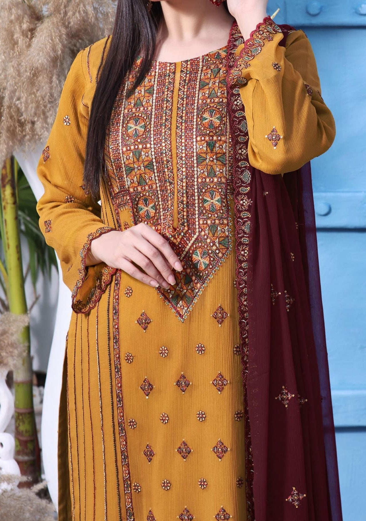 Bin Hameed Rameen Heavy Embroidered Chiffon Dress - db25322