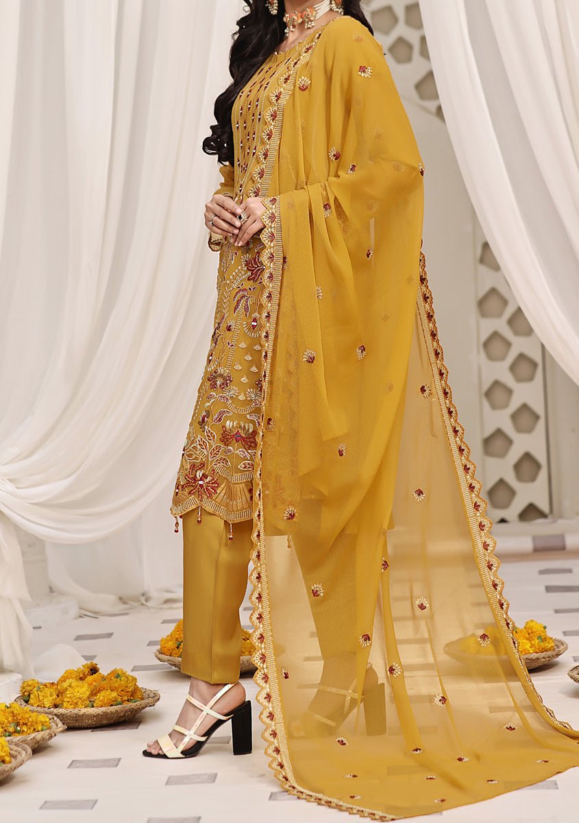 Bin Hameed Ready Made Heavy Embroidered Chiffon Dress - db24877