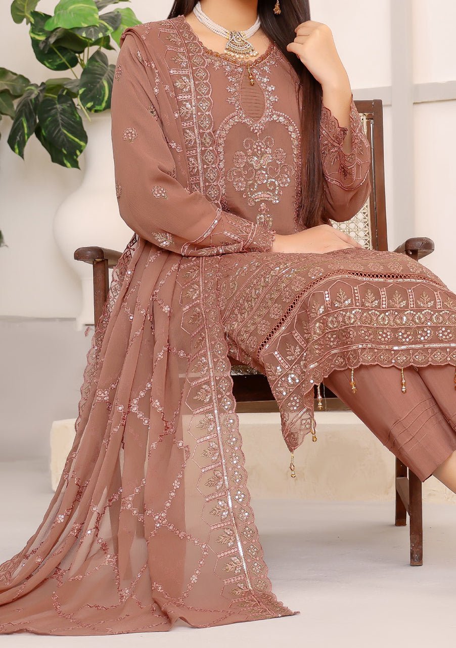 Bin Hameed Ready Made Heavy Embroidered Chiffon Dress - db24869