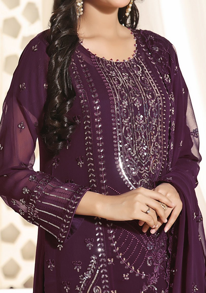 Bin Hameed Ready Made Heavy Embroidered Chiffon Dress - db24878