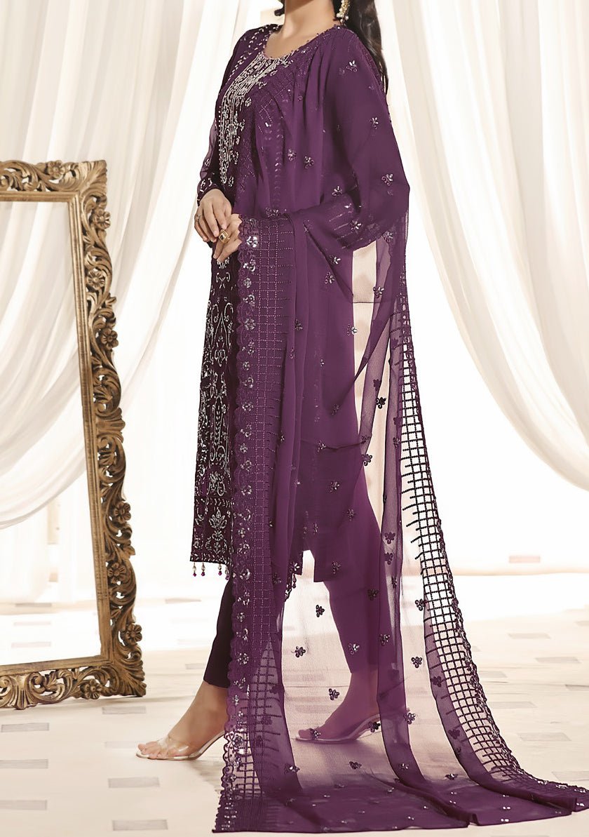 Bin Hameed Ready Made Heavy Embroidered Chiffon Dress - db24878