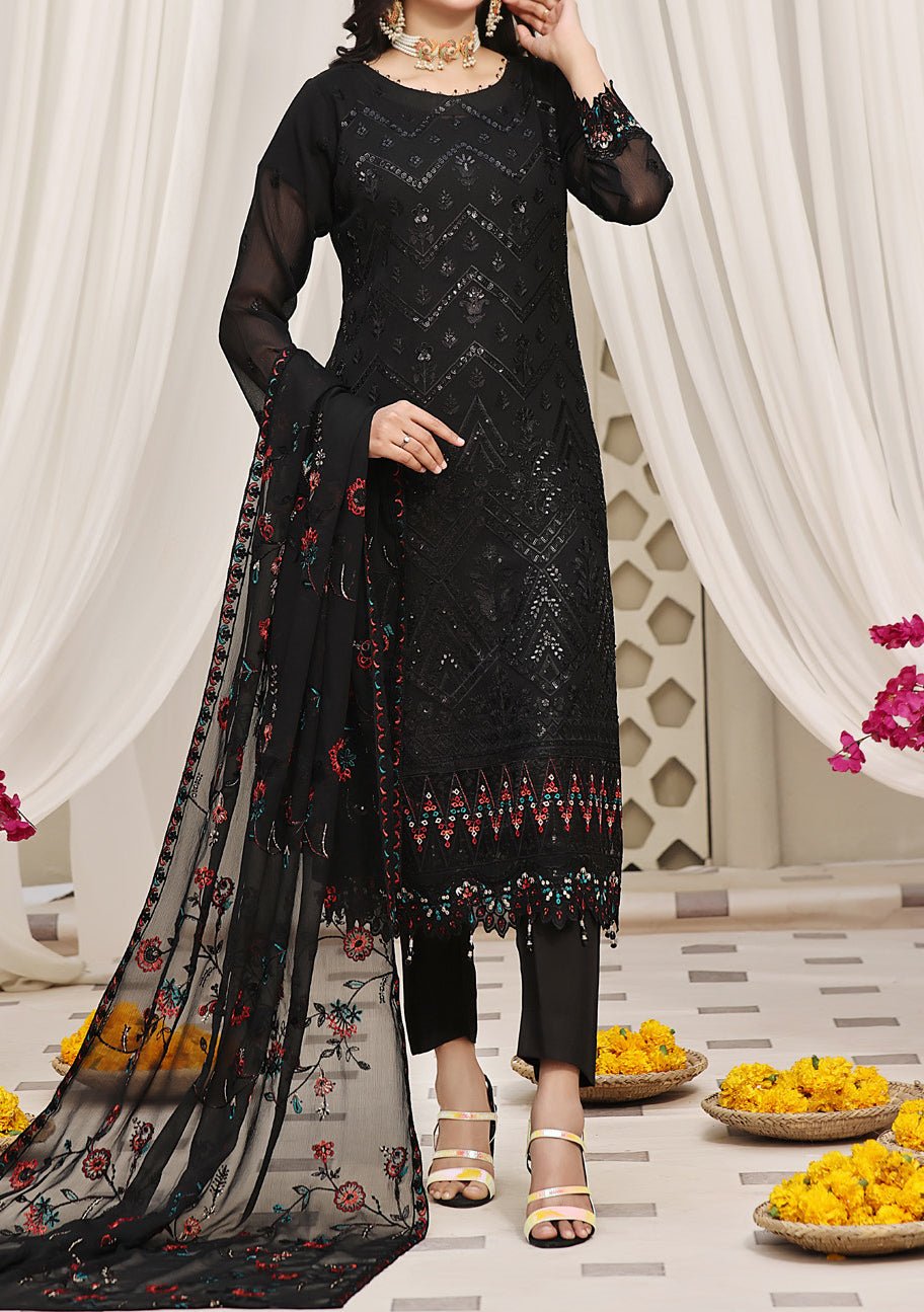 Bin Hameed Ready Made Heavy Embroidered Chiffon Dress - db24875