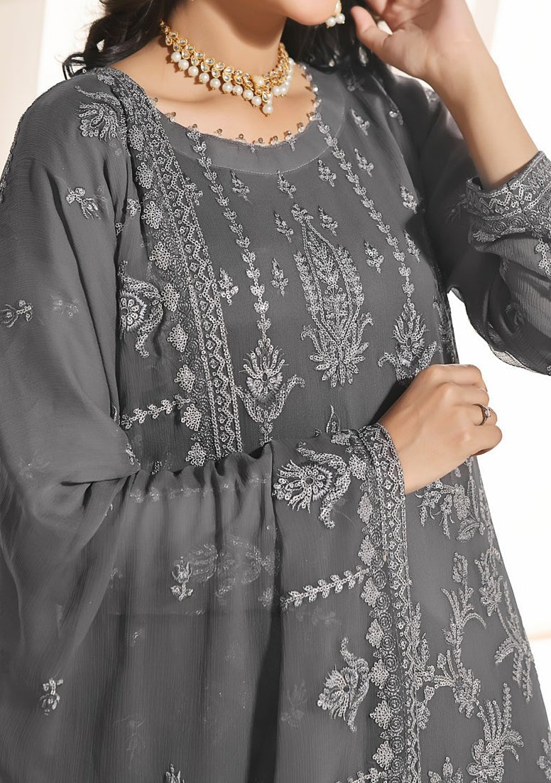 Bin Hameed Ready Made Heavy Embroidered Chiffon Dress - db24882