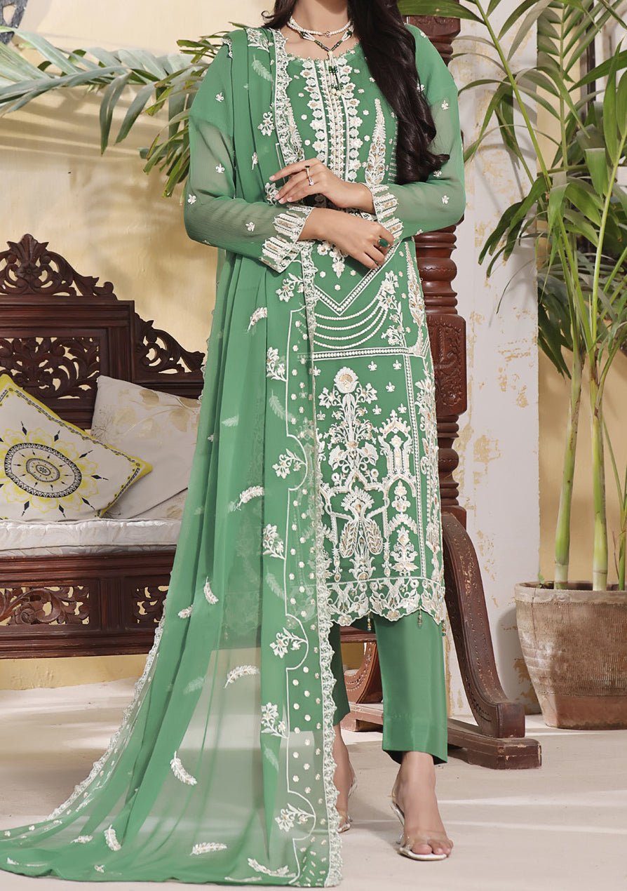 Bin Hameed Ready Made Heavy Embroidered Chiffon Dress - db24588