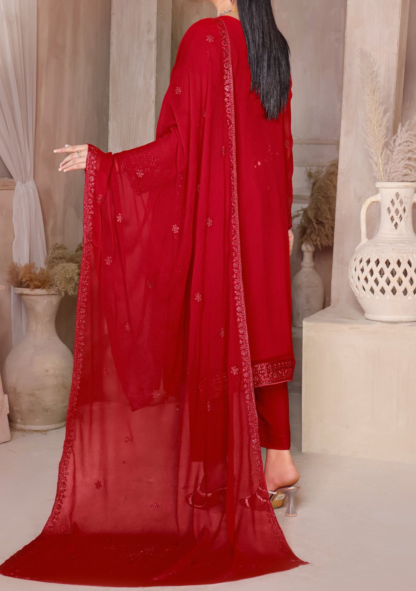 Bin Hameed Tahreem Heavy Embroidered Chiffon Dress - db25572