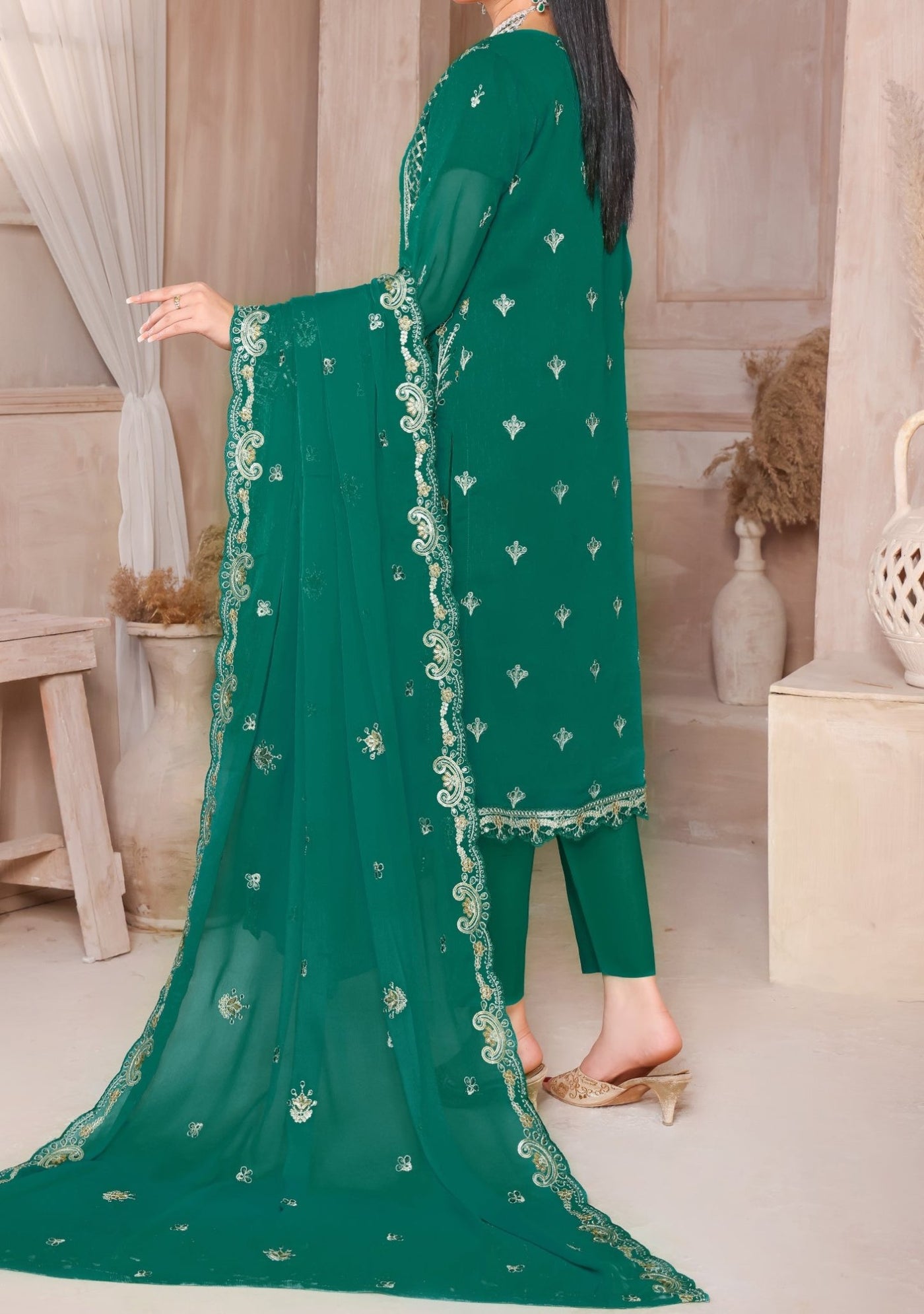 Bin Hameed Tahreem Heavy Embroidered Chiffon Dress - db25569