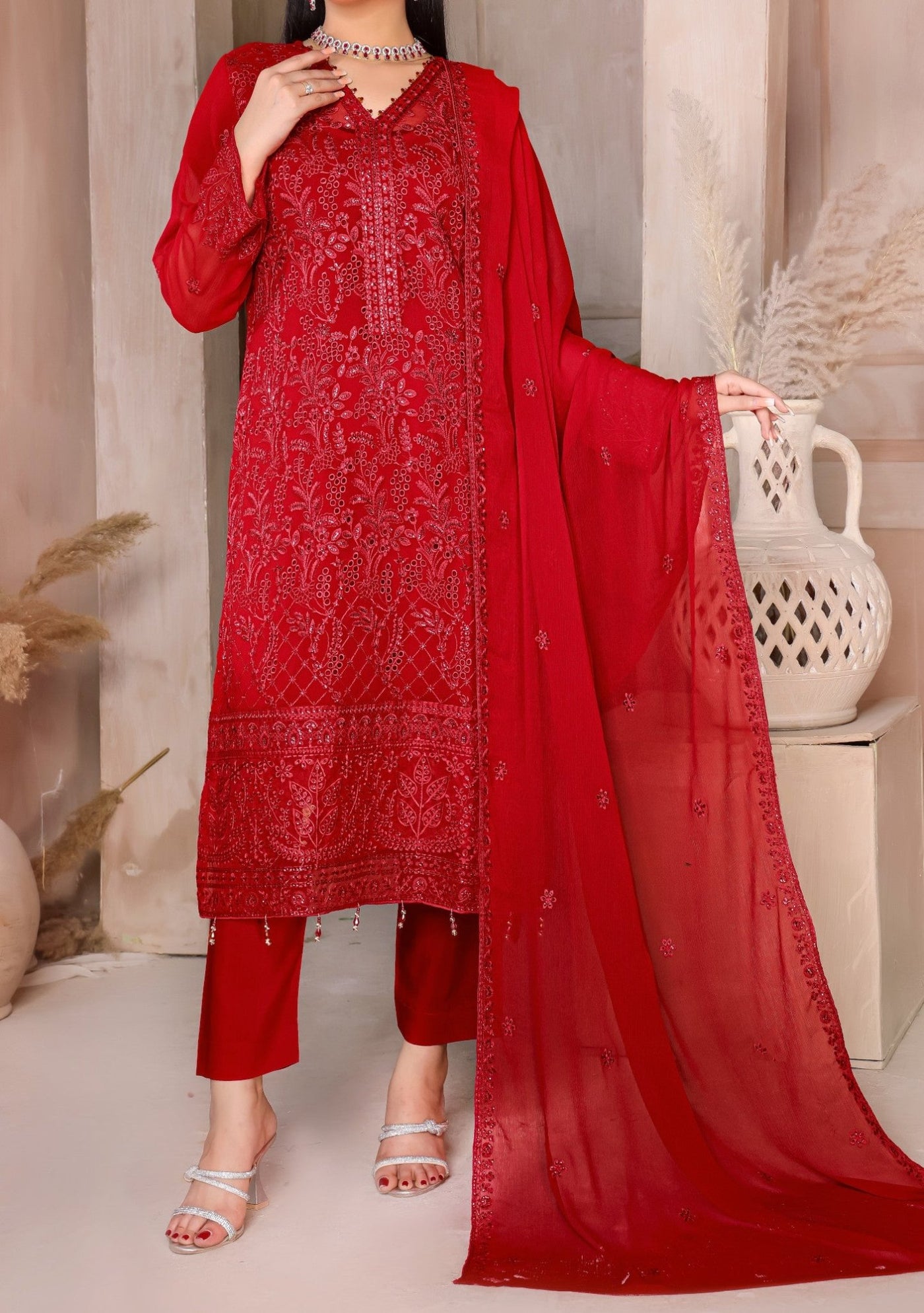 Bin Hameed Tahreem Heavy Embroidered Chiffon Dress - db25572