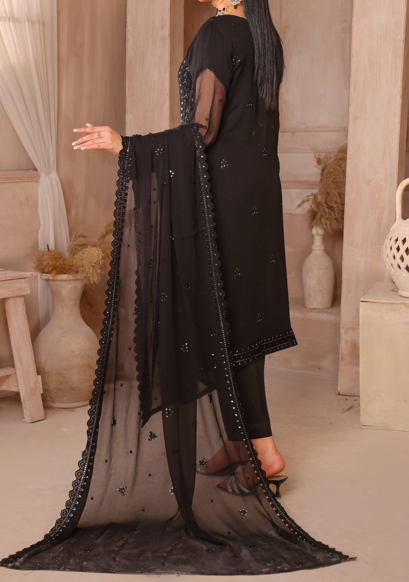 Bin Hameed Tahreem Heavy Embroidered Chiffon Dress - db25565