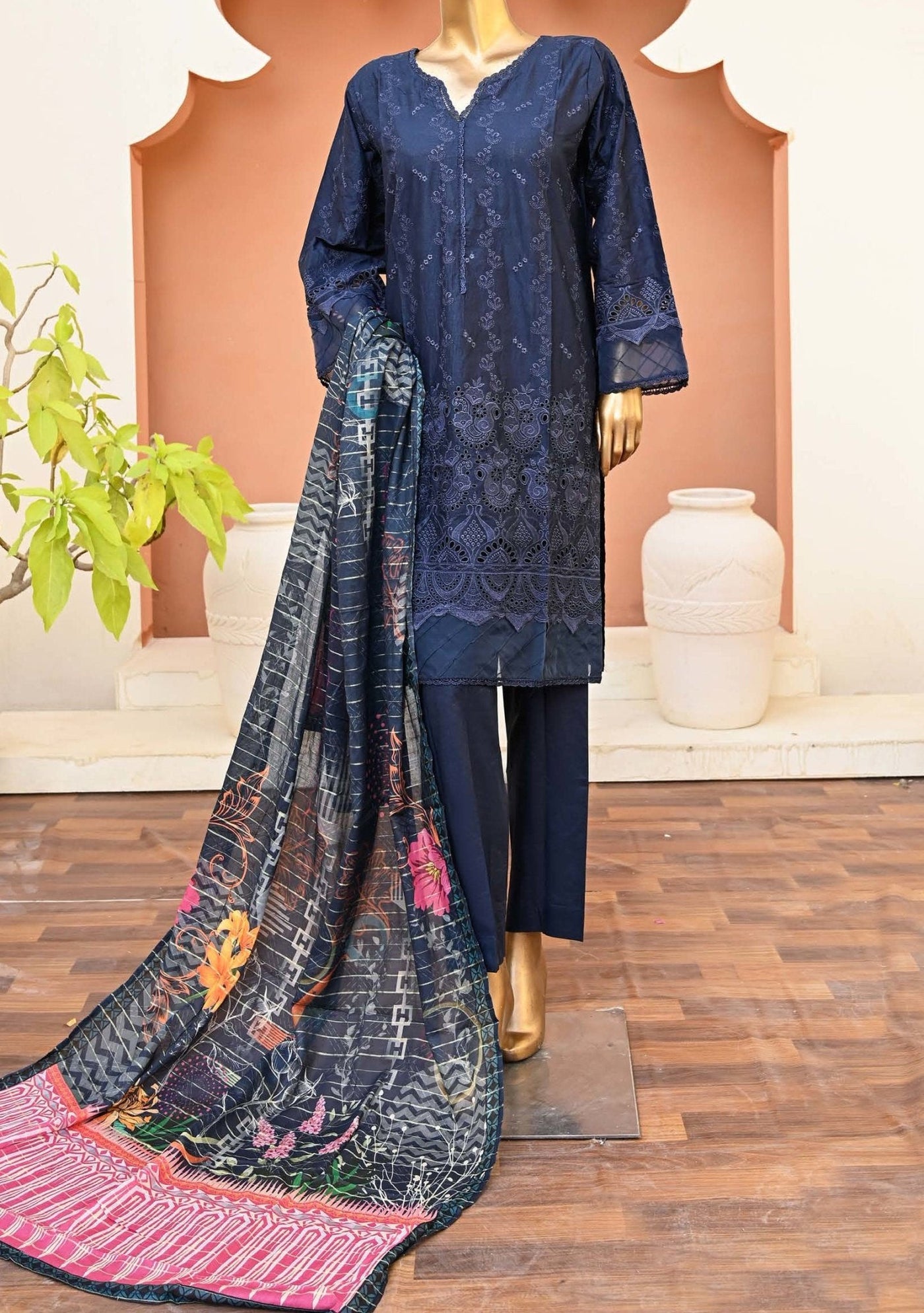 Bin Saeed Ready Made Chikankari Embroidered Dress - db24455