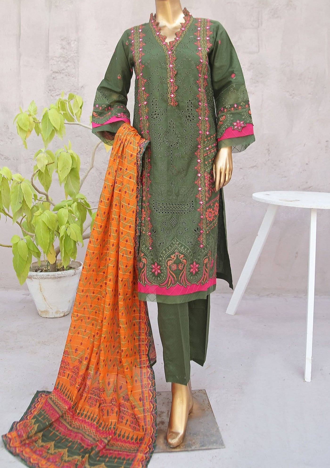 Bin Saeed Ready Made Embroidered Chikankari Dress - db24534