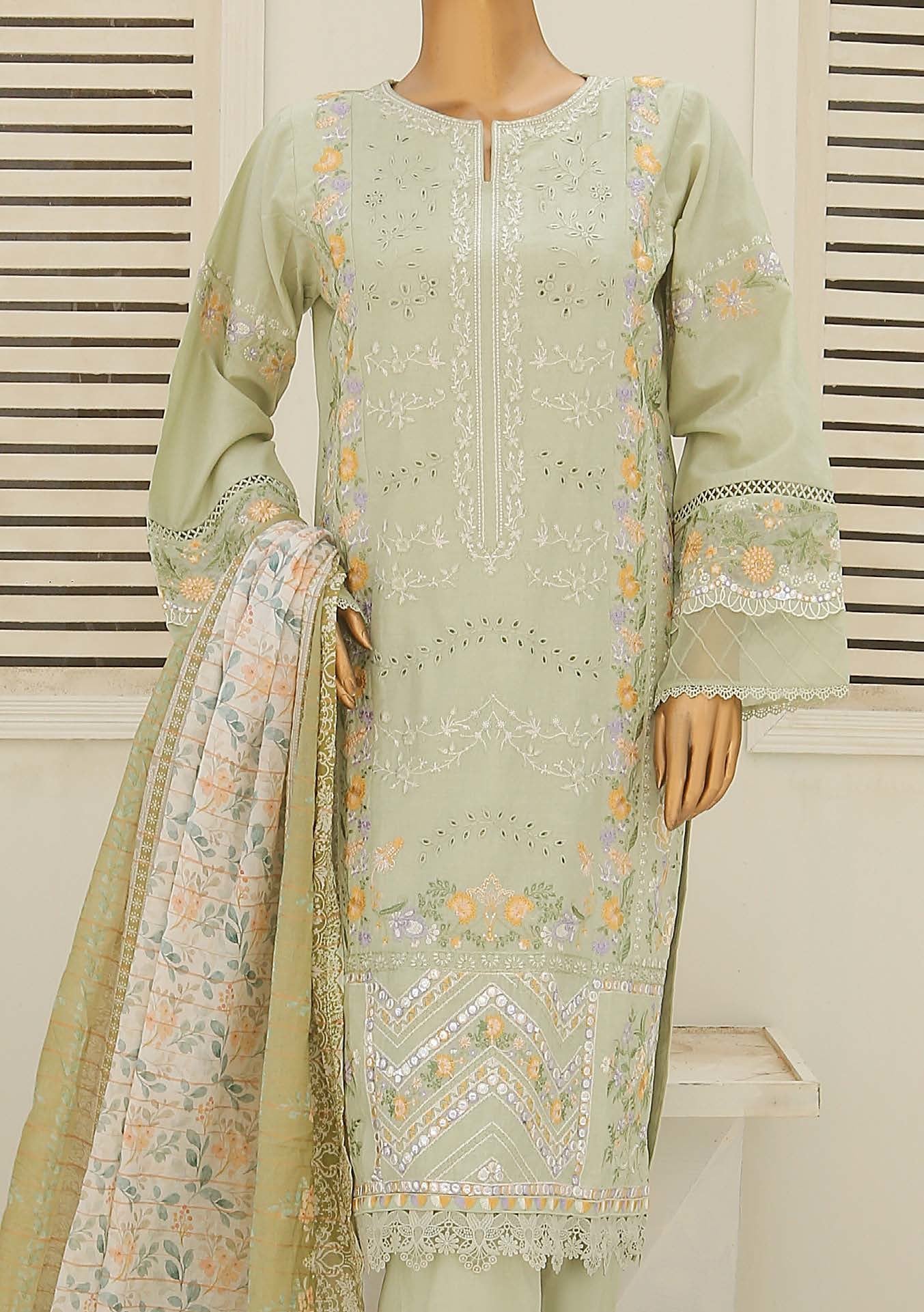 Bin Saeed Ready Made Embroidered Cotton Dress - db23707