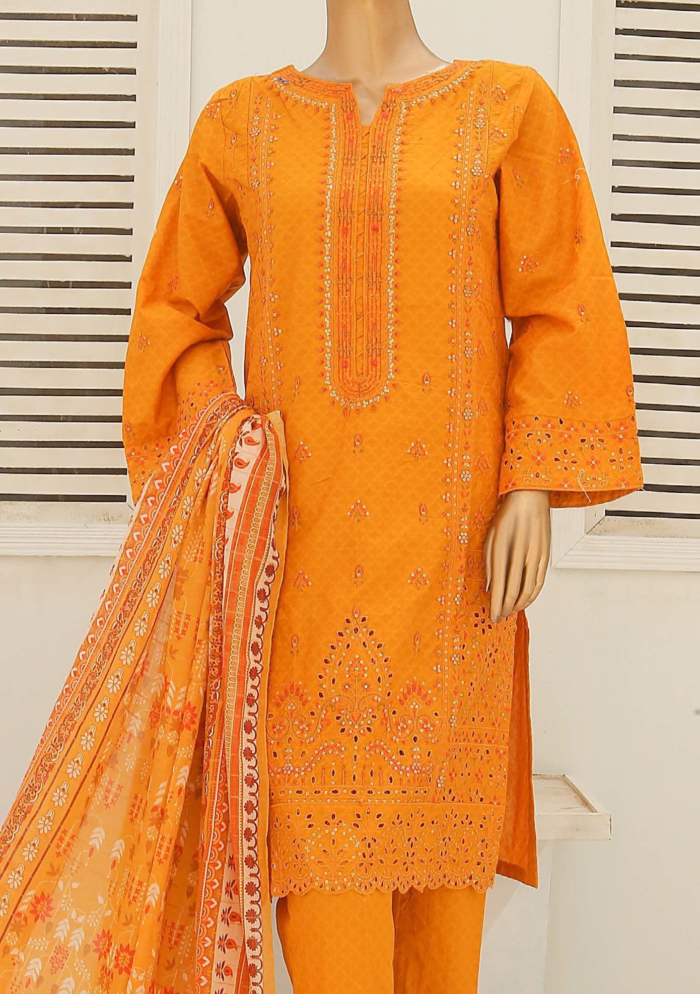 Bin Saeed Ready Made Embroidered Cotton Dress - db23706