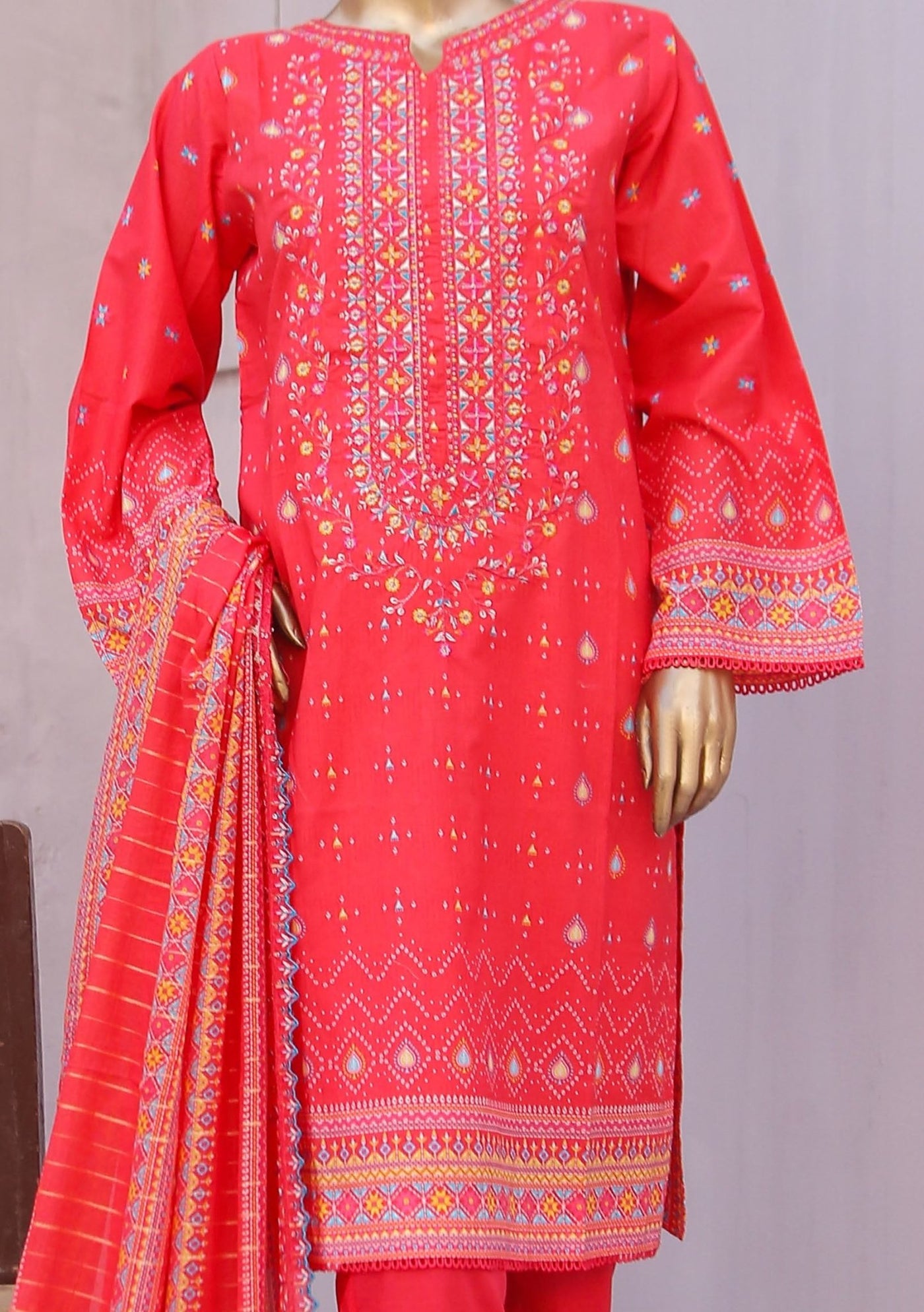 Bin Saeed Ready Made Embroidered Cotton Dress - db24267