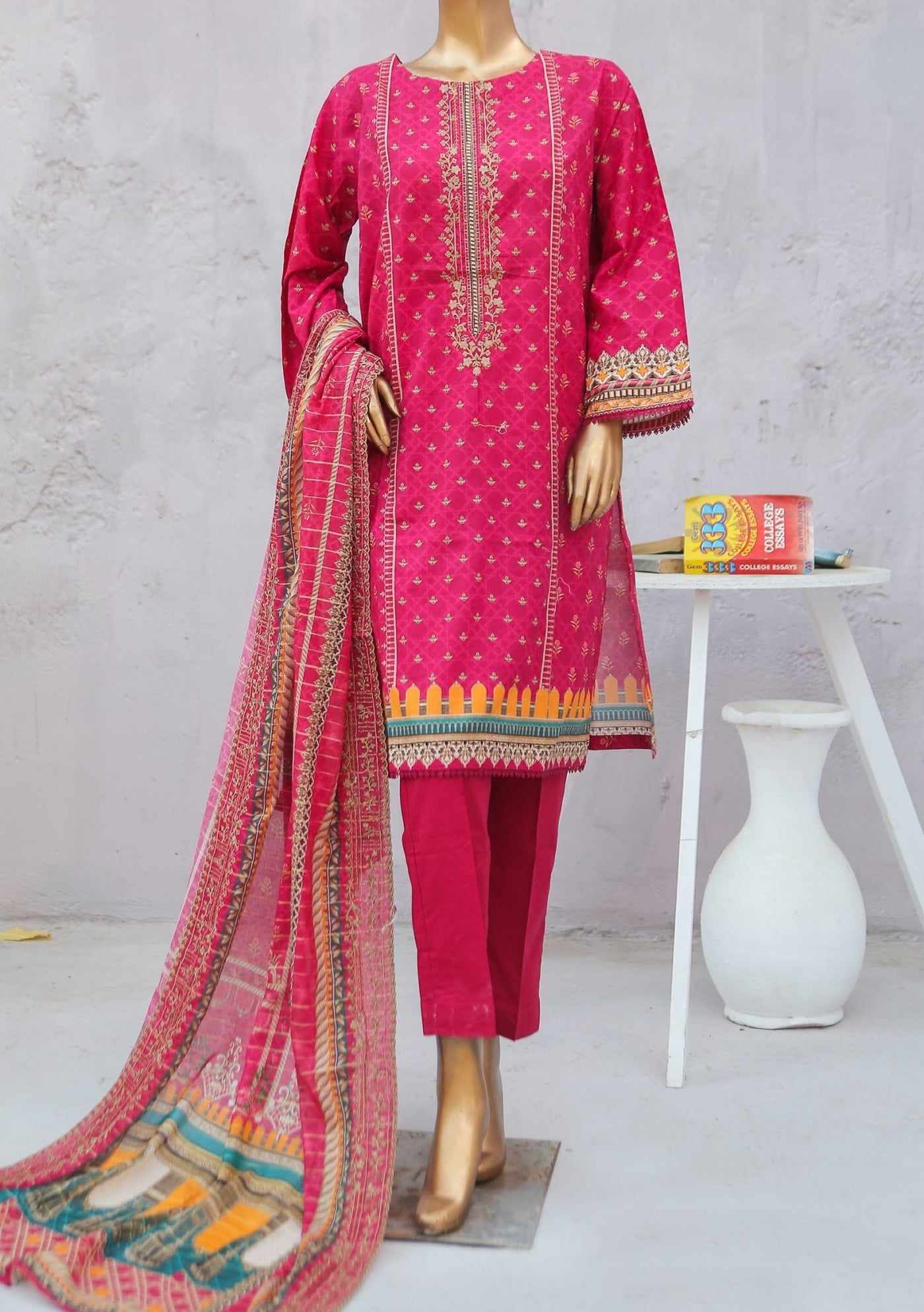 Bin Saeed Ready Made Embroidered Cotton Dress - db24270