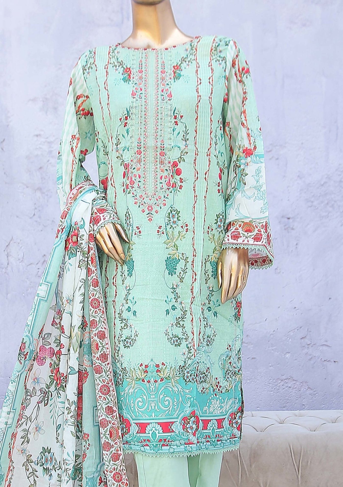 Bin Saeed Ready Made Embroidered Cotton Dress - db24465