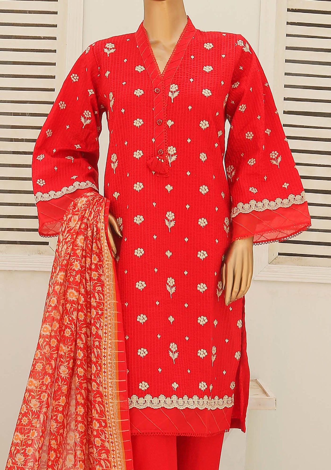 Bin Saeed Ready Made Embroidered Cotton Dress - db23704