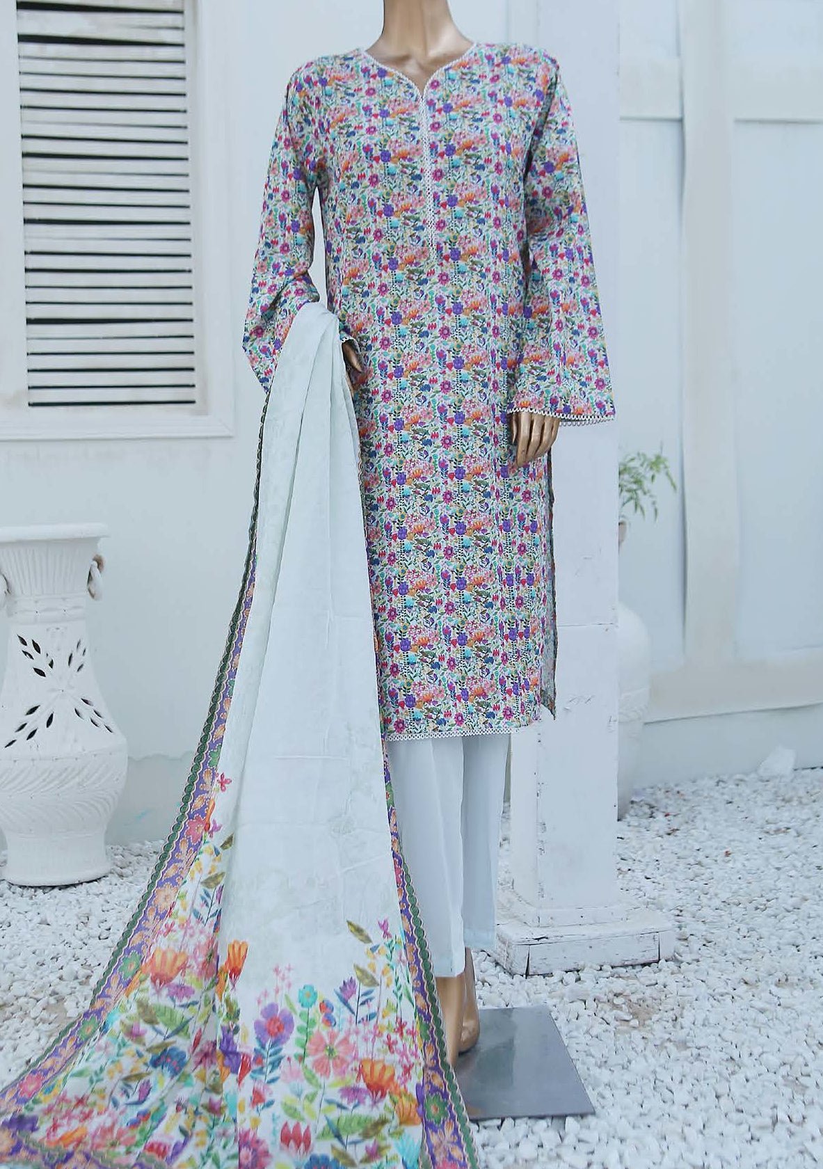 Bin Saeed Ready Made Printed Cotton Dress - db23742