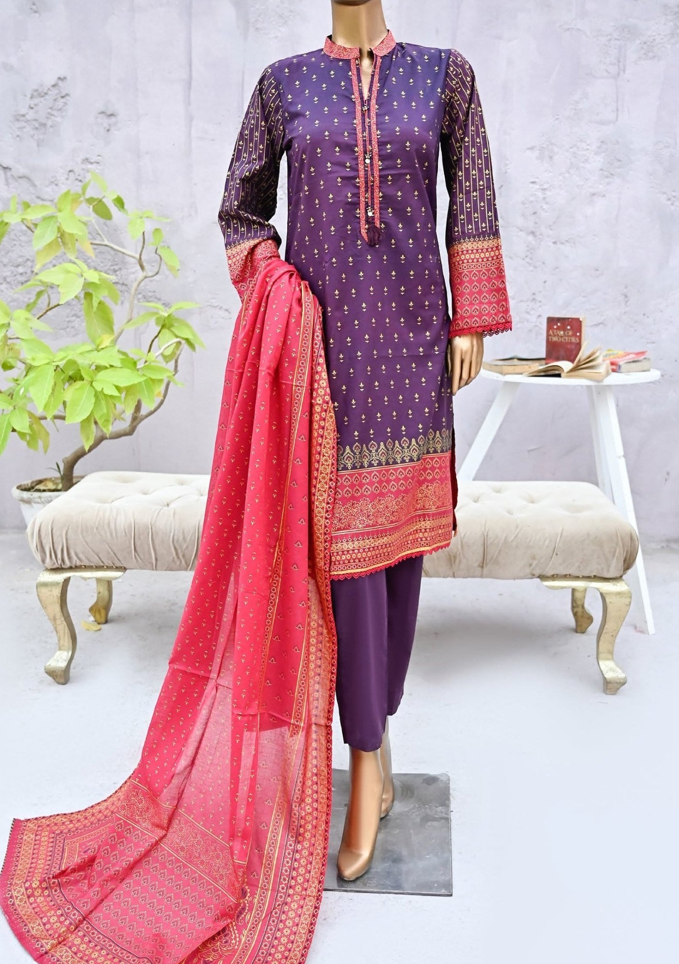 Bin Saeed Ready Made Printed Cotton Dress - db24344