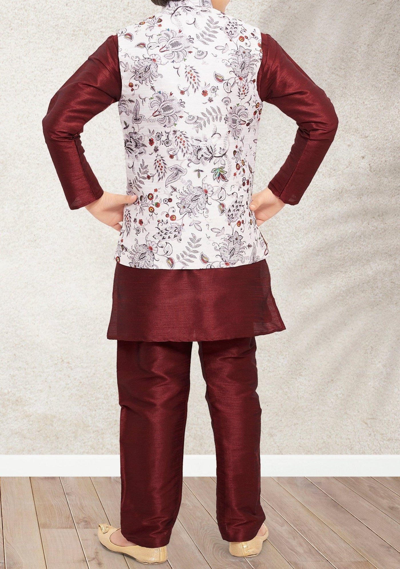 Boy's Party Wear Kurta Pajama With Waistcoat - db21389