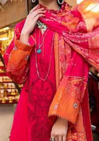 Charizma Orange Embroidered Pakistani Lawn Dress - db19025