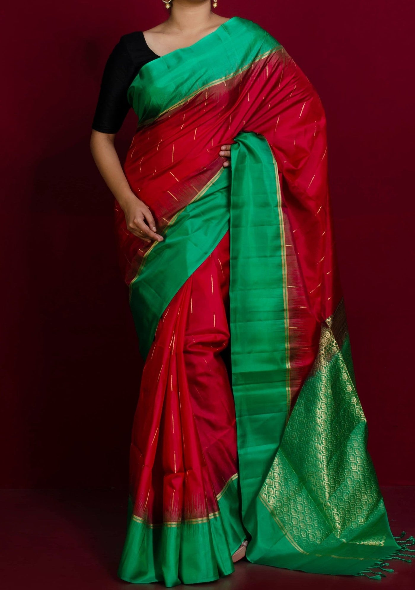 Cherry Red Kangivaram Pure Silk Saree - db24329