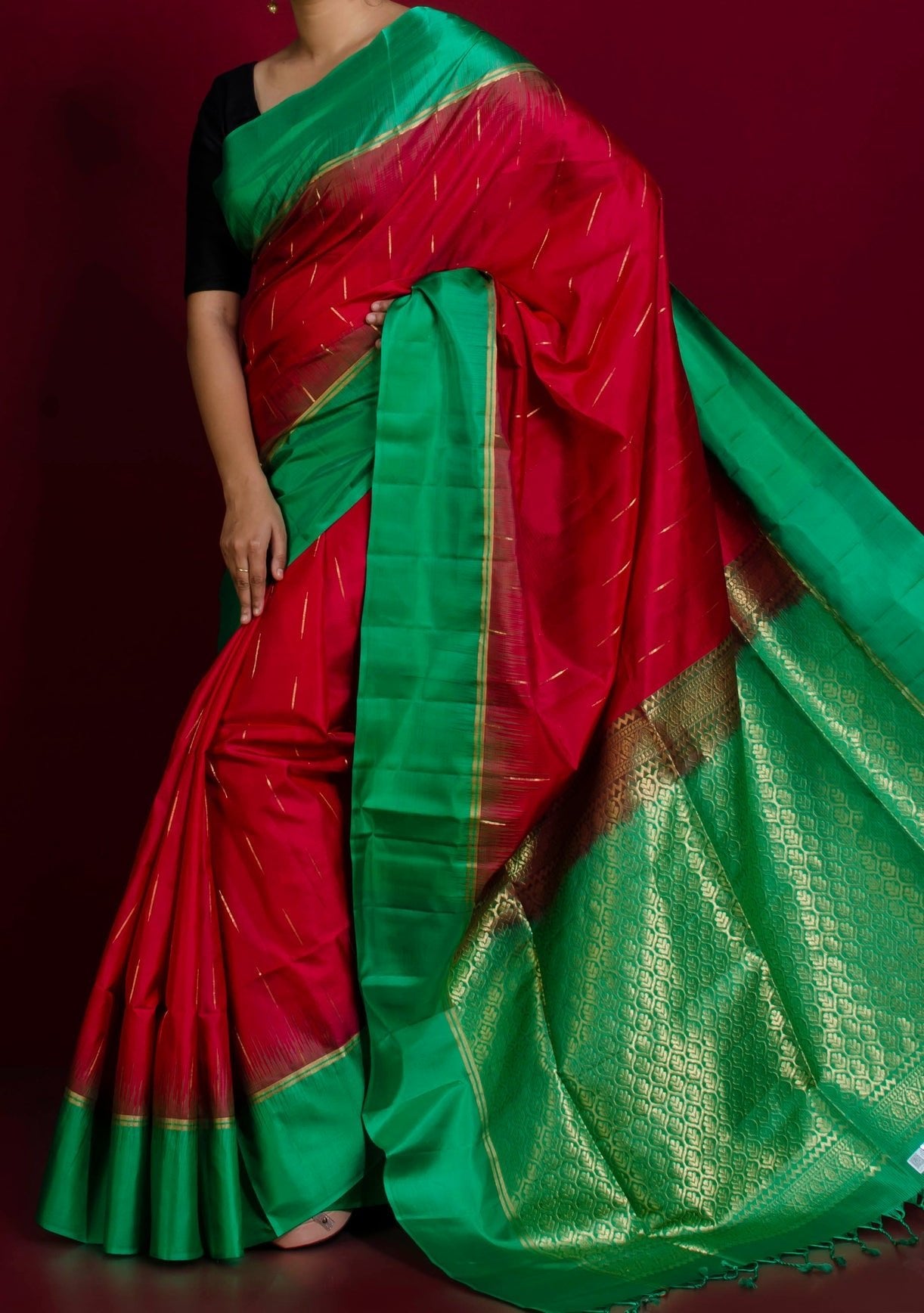 Cherry Red Kangivaram Pure Silk Saree - db24329