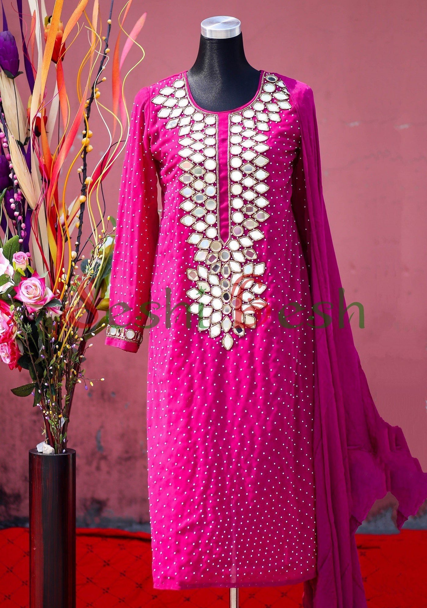 Designer Georgette Boutique Salwar Kameez Suit: Deshi Besh.