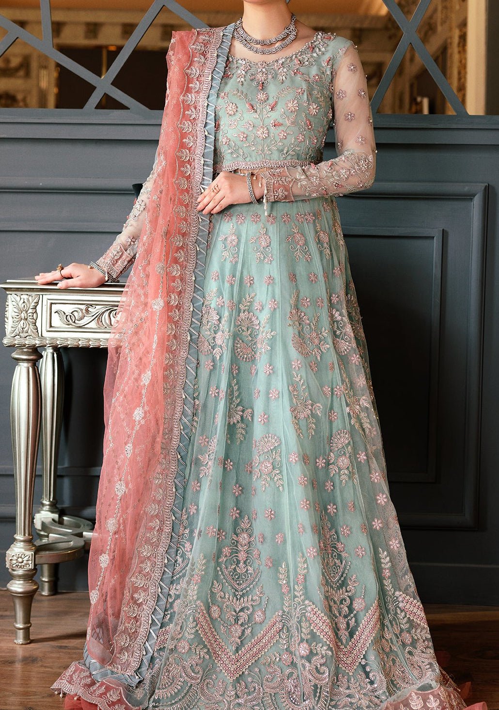 Emaan Adeel Pakistani Luxury Net Dress - db22663