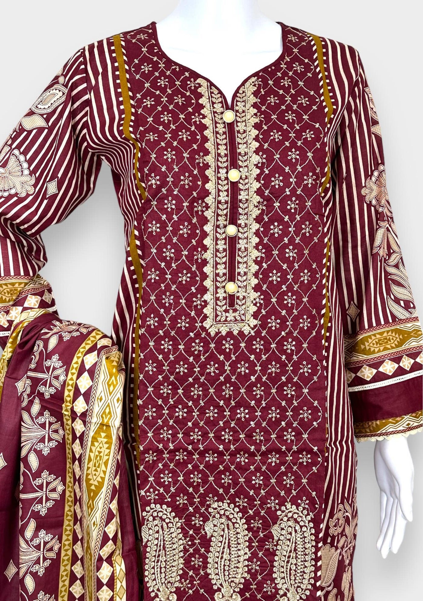 Embroidered 3 Pieces Pakistani Cotton Dress - db24361