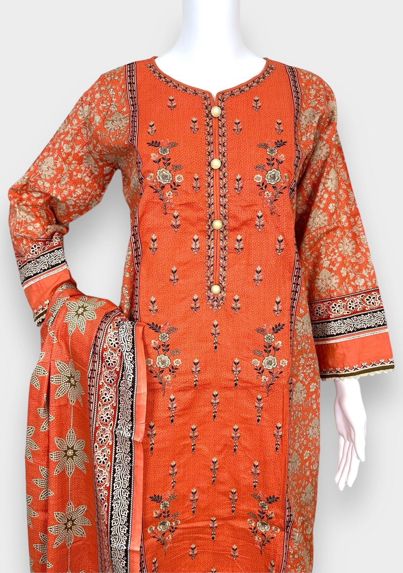 Embroidered 3 Pieces Pakistani Cotton Dress - db24365