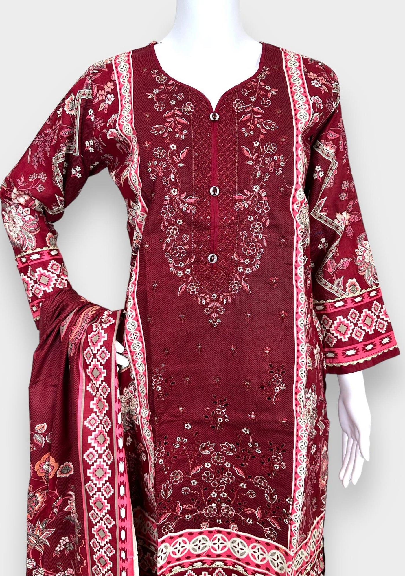 Embroidered 3 Pieces Pakistani Cotton Dress - db25684