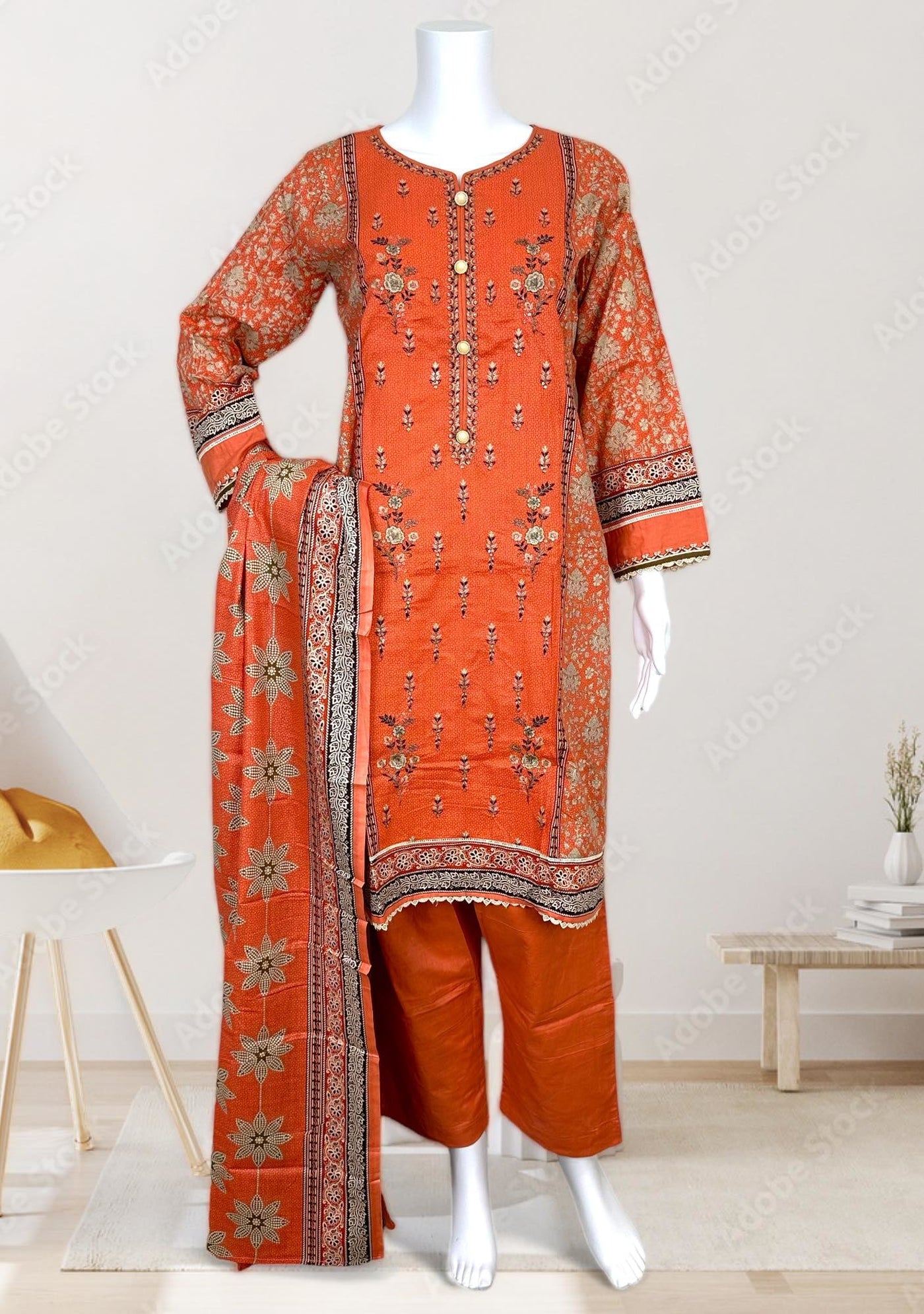 Embroidered 3 Pieces Pakistani Cotton Dress - db24365