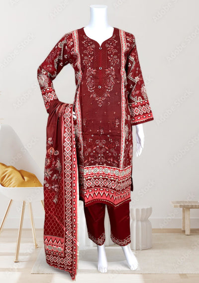 Embroidered 3 Pieces Pakistani Cotton Dress - db25684