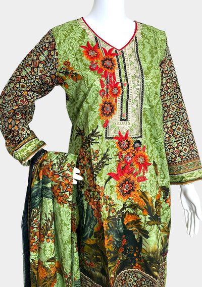 Embroidered 3 Pieces Pakistani Cotton Dress - db21827